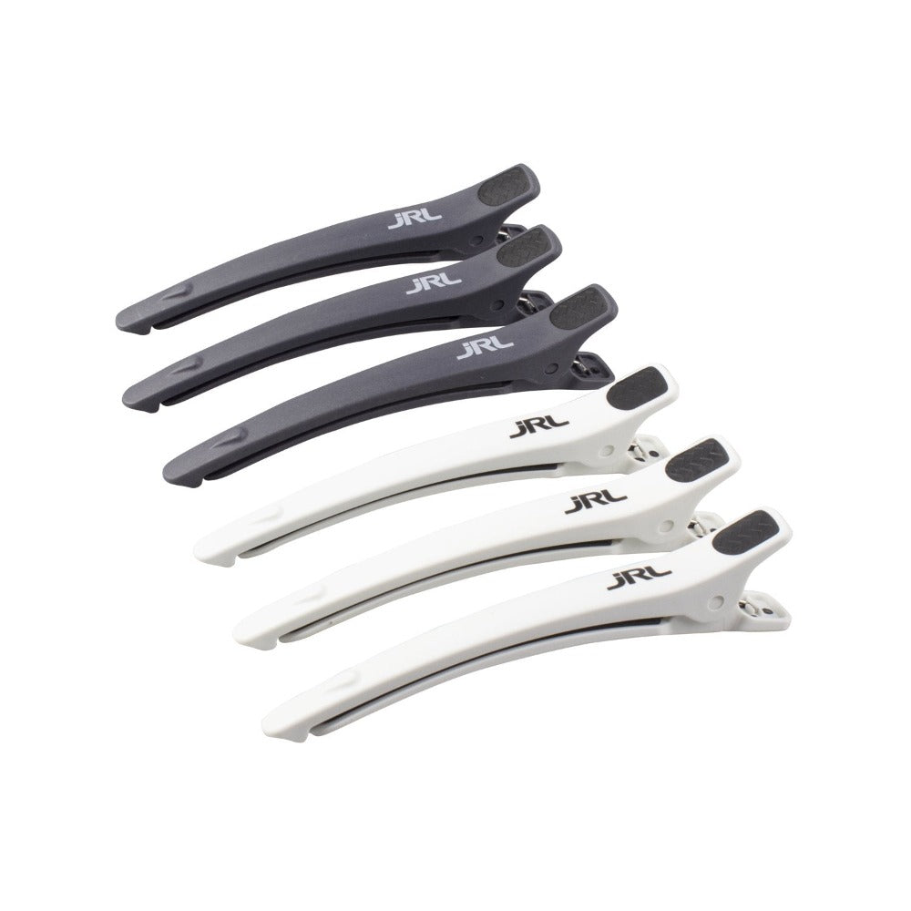 JRL Professional Hair Clips - Gorilla Clips - 6 Pack Grey & White JRL-HC01