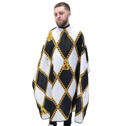 Lock & Key Barber Cape- White & Black