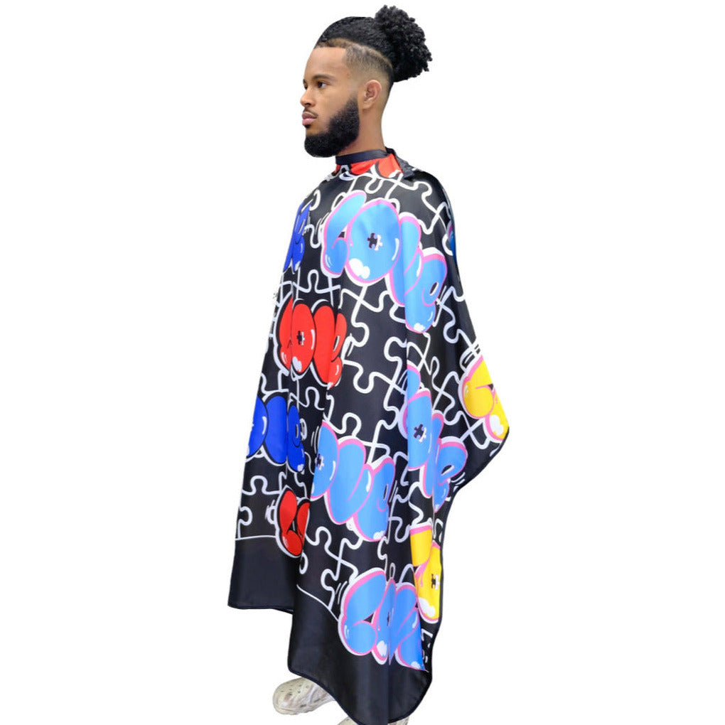 barber cape-  barber capes- autism barber cape - love barber cape - graffiti barber cape- Autism hair cutting cape- salon cape- styling cape-