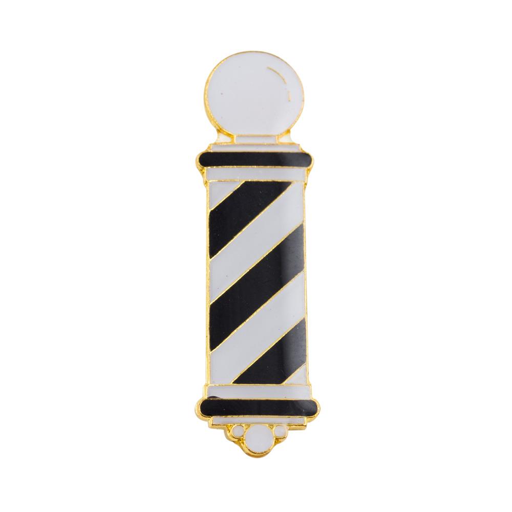 Barber Pole Lapel Pin Black & White