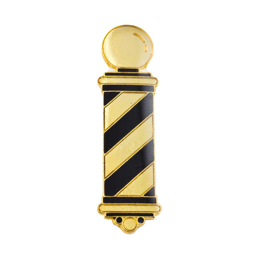 Barber Pole Lapel Pin Black & Gold