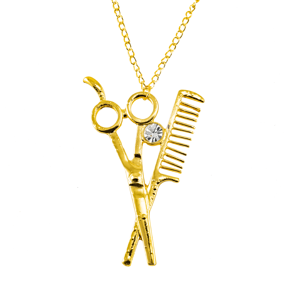 Gold Shear & Comb Necklace