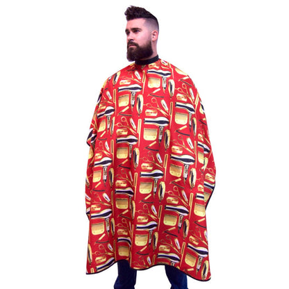 red barber cape-Barber Capes - Barber Cape - hair cutting capes- hair dresser capes - best barber capes-  barber capes with designs- barber smocks and capes - barber capes for sale- barber supplies -King Midas Empire