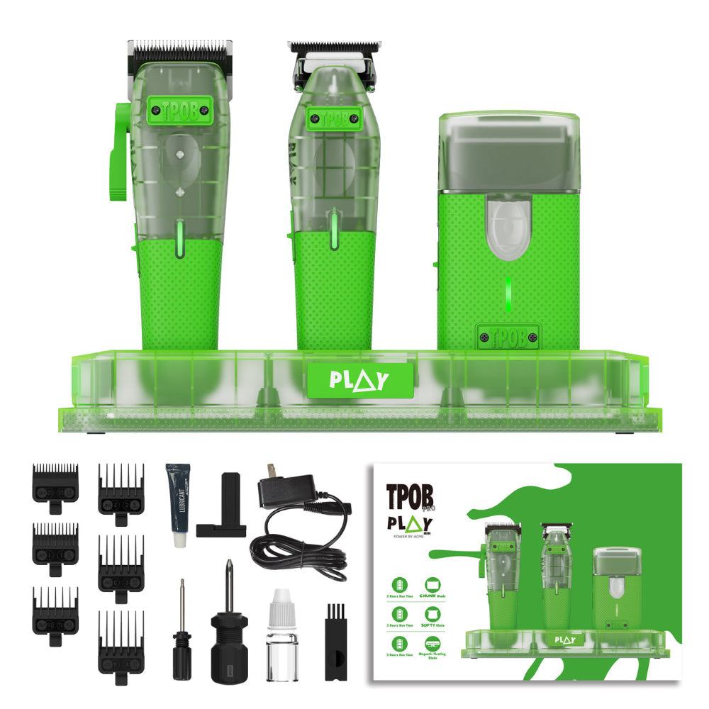 TPOB PLAY MINI Transparent Green Edition - (Clipper, Trimmer & Shaver with 3-Way Stand)