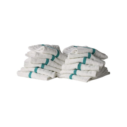 ProTex Bleach Guard Barber Stripe Towels - Herringbone Weave - 15" x 26", 21oz/dz - Green