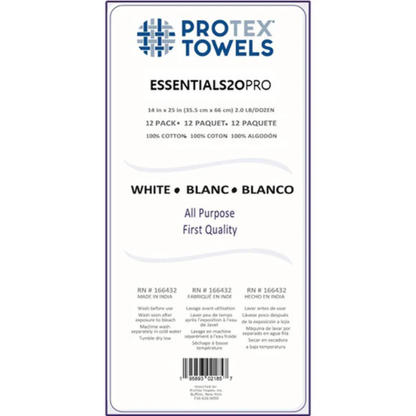 ProTex Essentials20PRO White Towels- 14" x 25", 2.0 lb/dz