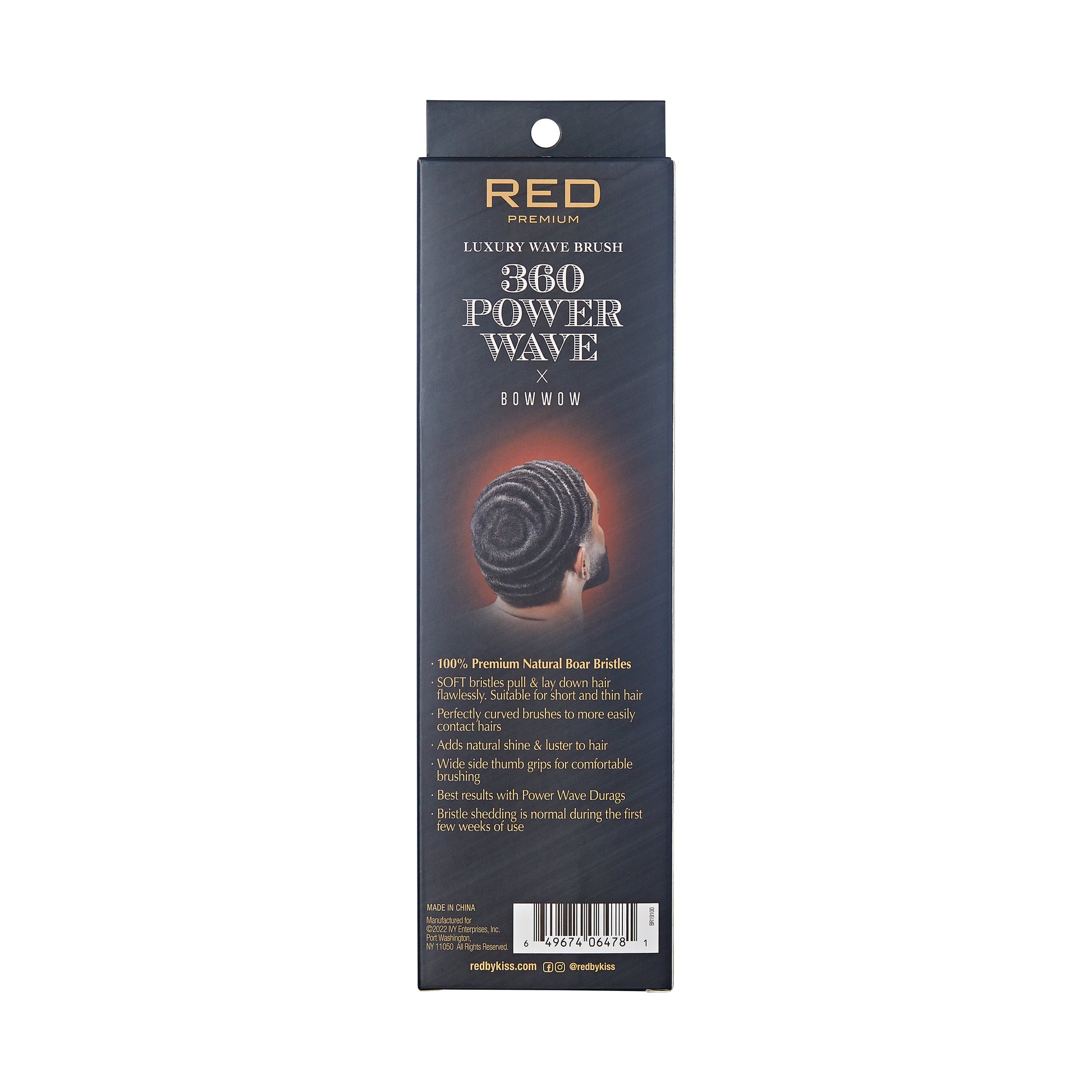 Kiss 360 Power Wave X Bow Wow Premium Boar Bristle Brush #BR19