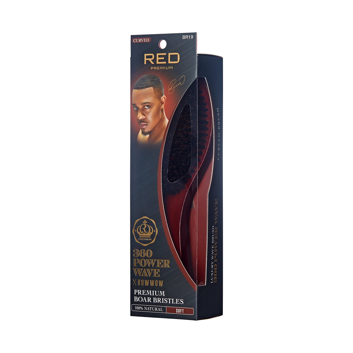 Kiss 360 Power Wave X Bow Wow Premium Boar Bristle Brush #BR19