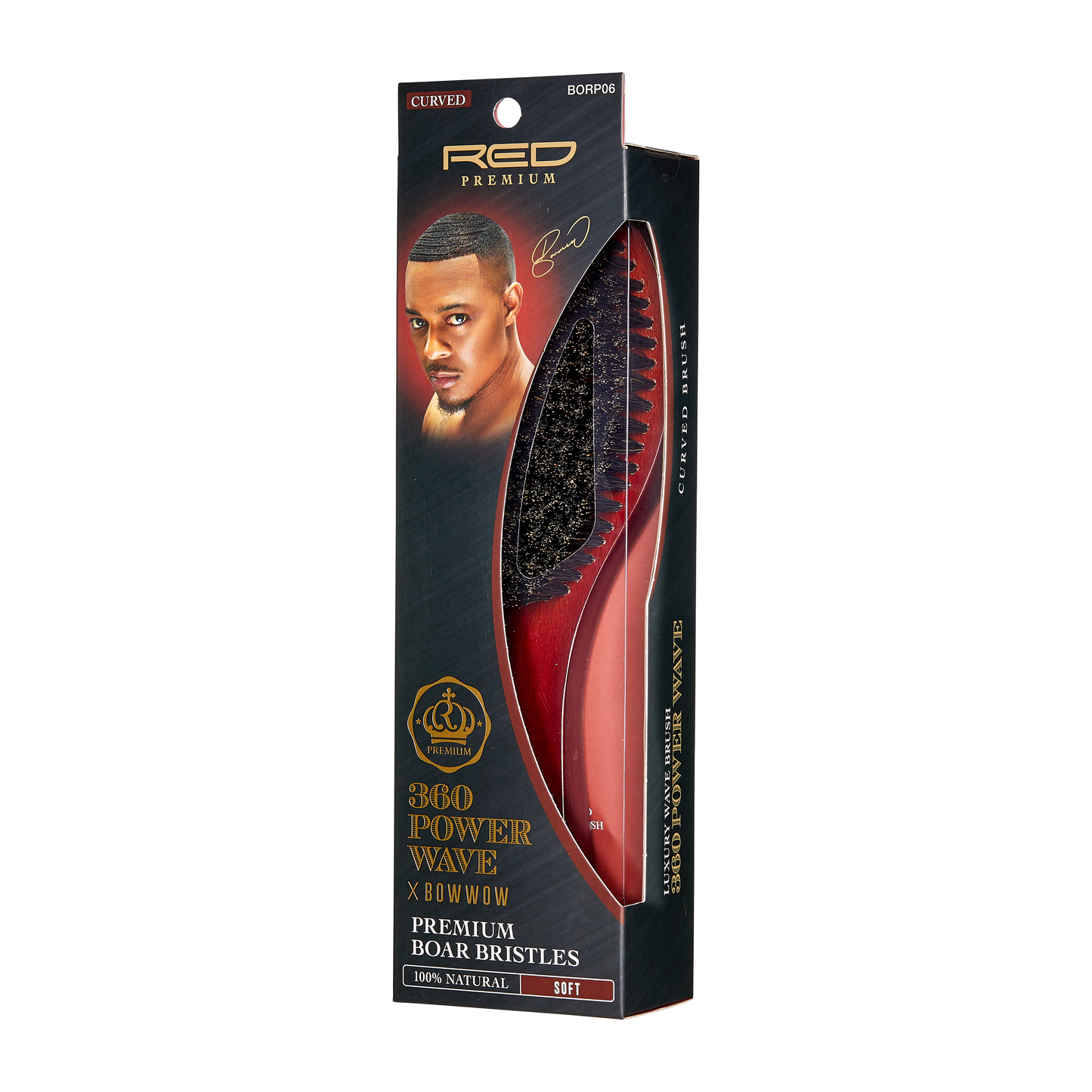 Red by Kiss 360 Power Wave X Bow Wow Premium Boar Bristle Brush