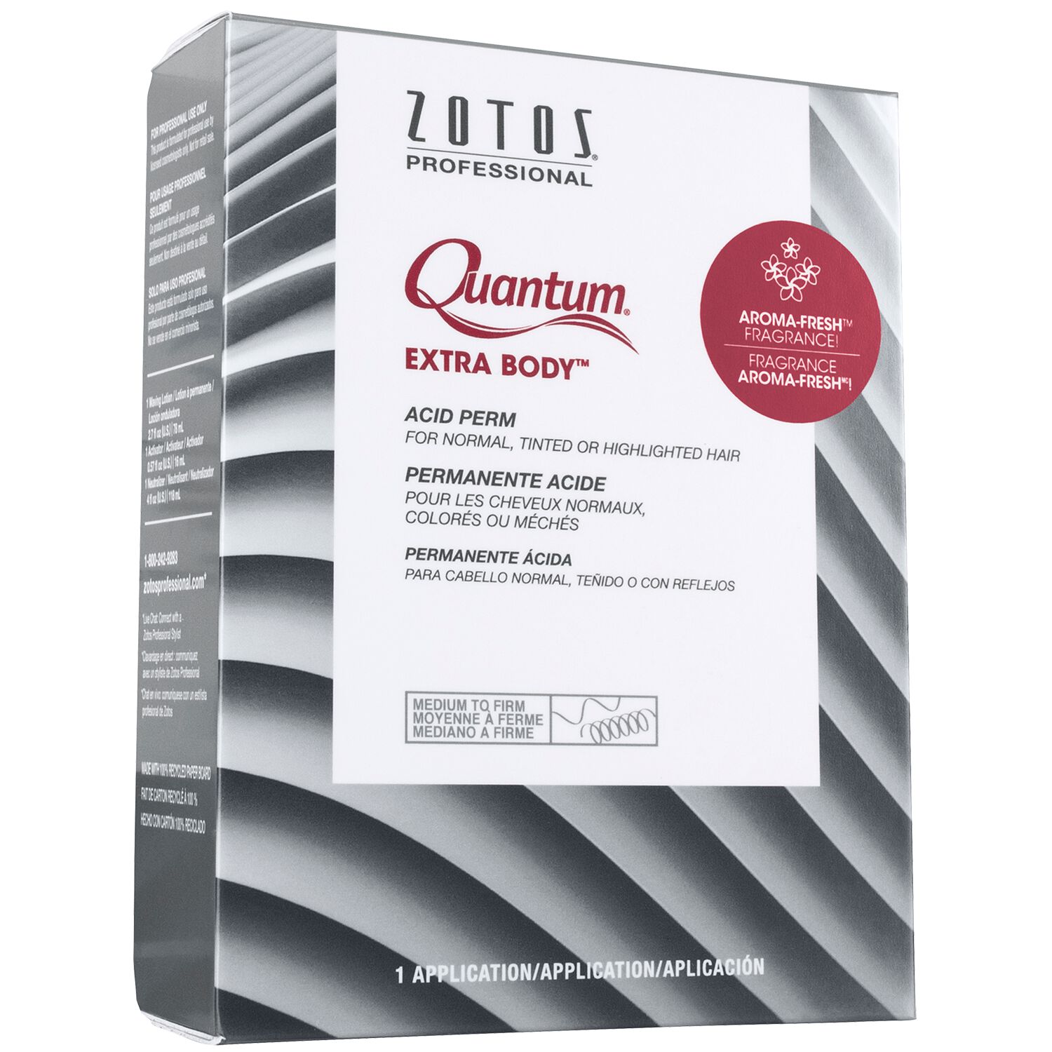 Zotos Quantum Extra Body acid perm packaging on a white background