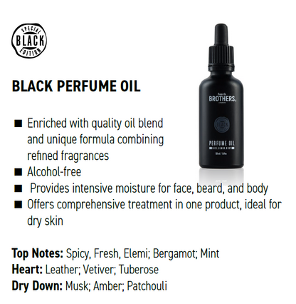 Beards & Brothers Premium Perfume Oil Face Beard Body 50ml Black