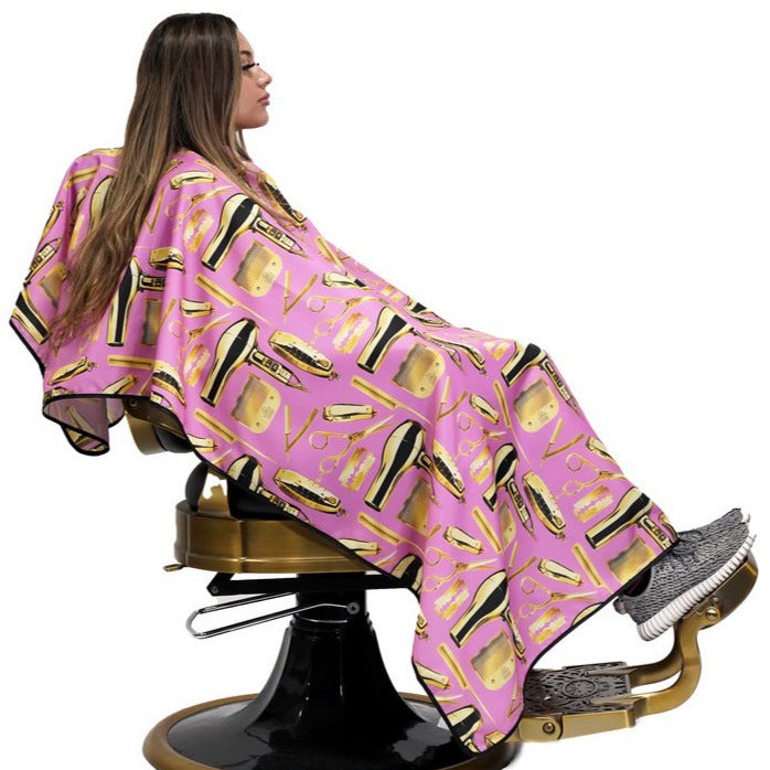 Hair Stylist Cape - Hairdresser Cape- salon cape - haircut cape -  Pink Barber Cape - Pink Hair Cutting cape- Barber Capes - cutting capes- best barber capes-barber capes for sale- King Midas Capes -King Midas Empire