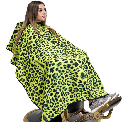 leopard barber cape-  barber capes -styling capes- professional hair cutting capes -extra large hair cutting cape -hair dresssers capes - barbers cape -king midas capes 