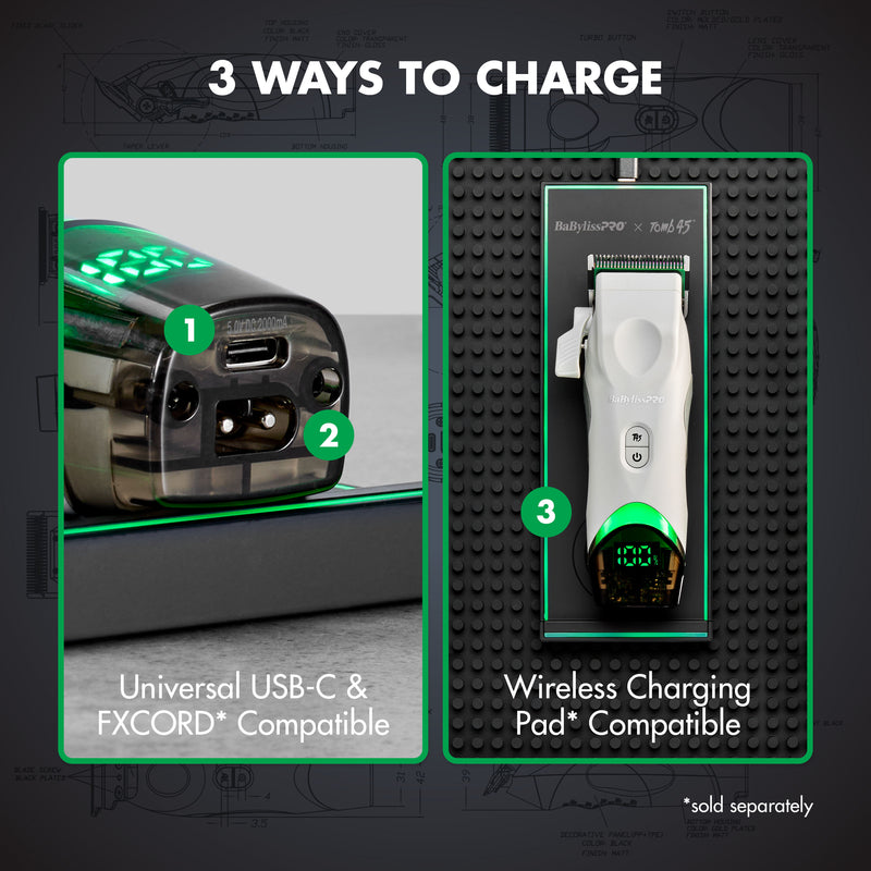 BaBylissPRO X Tomb45 Wireless Charging Clipper #FXT45CTW - White