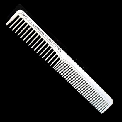 Kenny Duncan White Ceramic All Purpose 7.25" Fine/Extra Wide Teeth Comb VT1715W