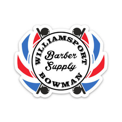 WB Barber Pole Circle Sticker - 3" x 2.34"