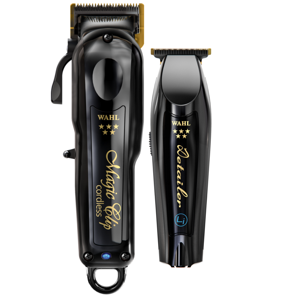 Wahl Cordless Barber Combo #3025397 Magic Clip and Detailer With Upgraded Motor and Titanium and DLC Stagger Tooth Blades - Includes FREE Bag!