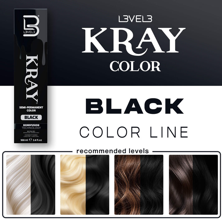 L3VEL3 KRAY Black Semi Permanent Hair Color