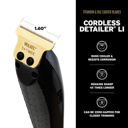 Wahl Cordless Barber Combo #3025397 Magic Clip and Detailer With Upgraded Motor and Titanium and DLC Stagger Tooth Blades - Includes FREE Bag!