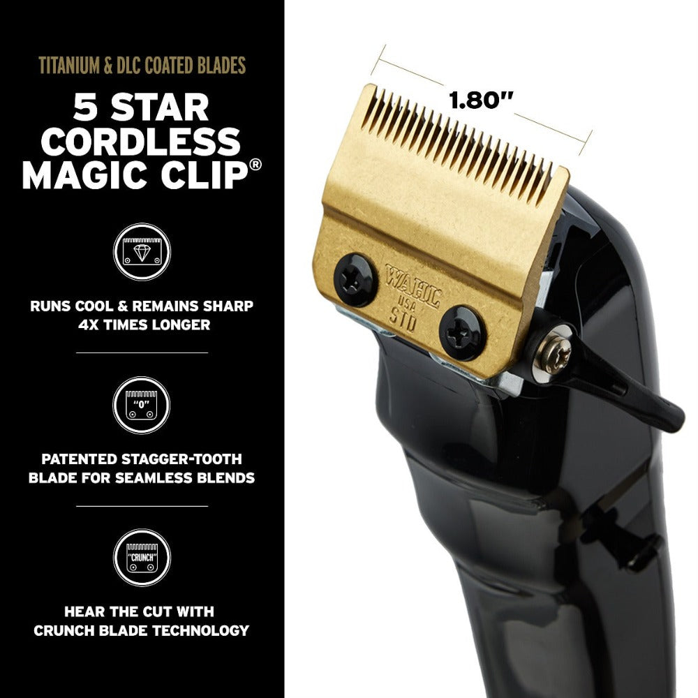 Wahl Cordless Barber Combo #3025397 Magic Clip and Detailer With Upgraded Motor and Titanium and DLC Stagger Tooth Blades - Includes FREE Bag!