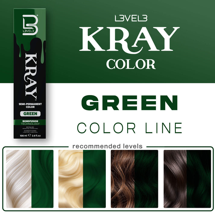 L3VEL3 KRAY Green Semi Permanent Hair Color