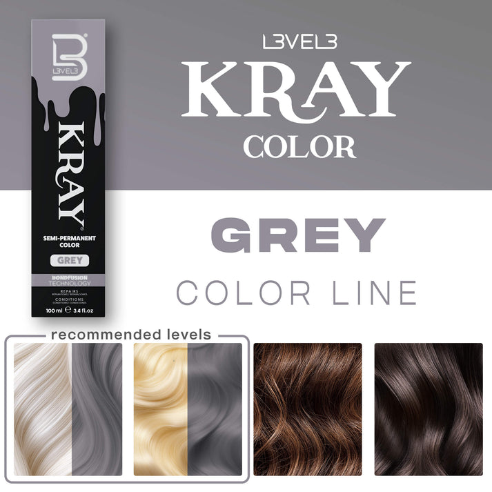 L3VEL3 KRAY Grey Semi Permanent Hair Color