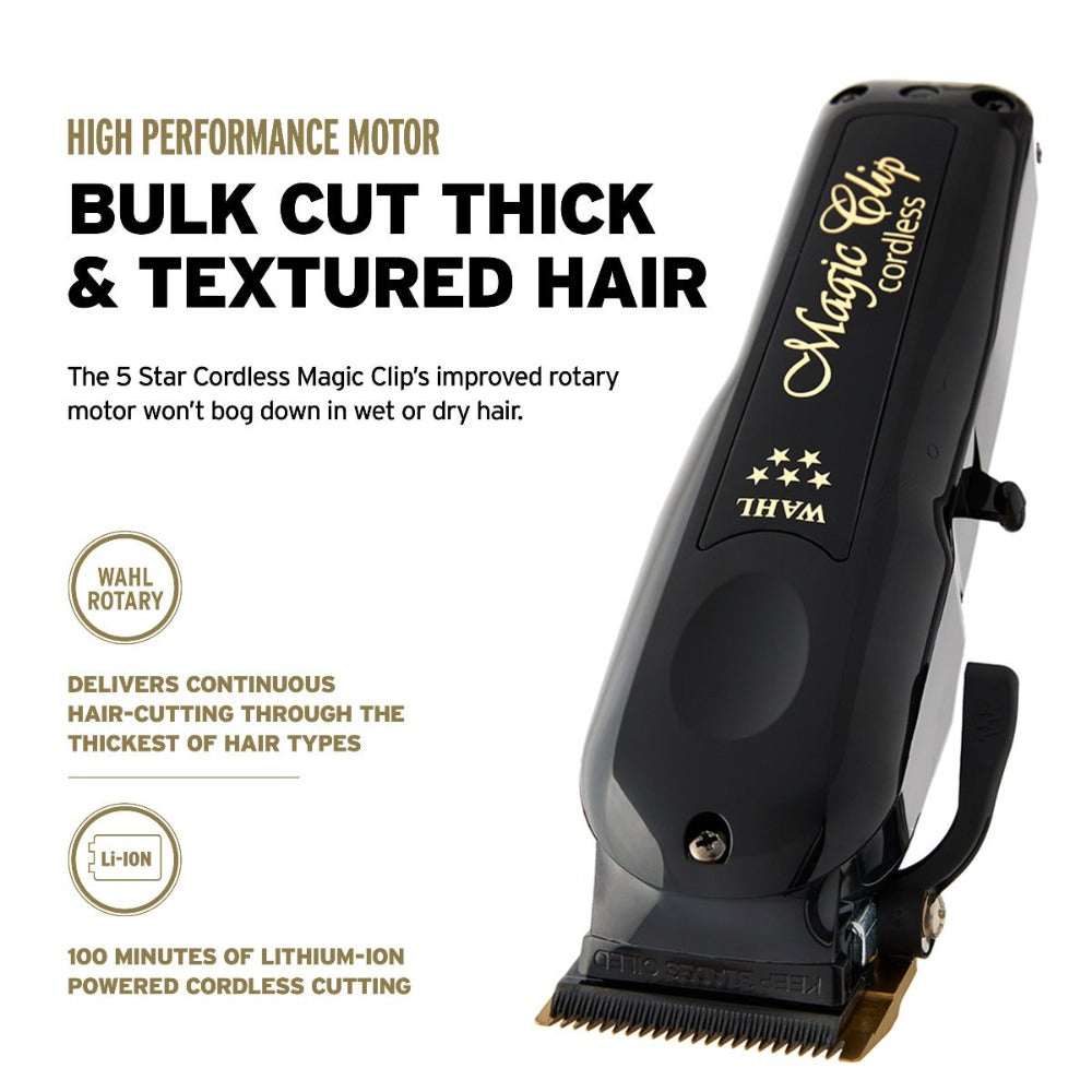 Wahl Cordless Barber Combo #3025397 Magic Clip and Detailer With Upgraded Motor and Titanium and DLC Stagger Tooth Blades - Includes FREE Bag!