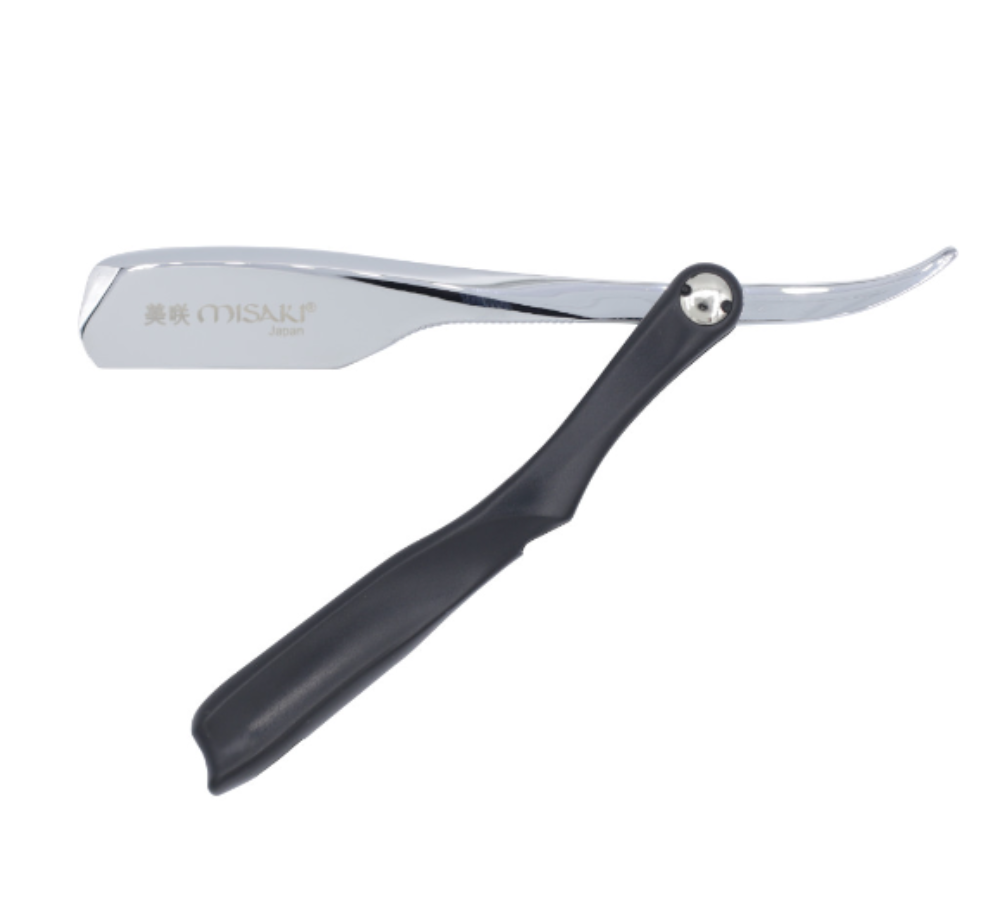 Misaki Silver/Black Folding Razor