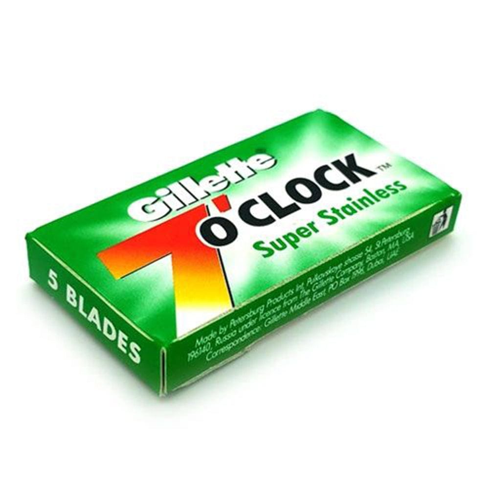 Gillette 7 O'clock Super Stainless Double-Edge Razor Blades (Green) - 20 Pack (100 Blades)