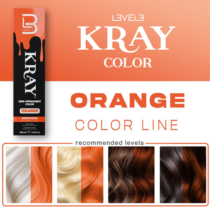 L3VEL3 KRAY Orange Semi Permanent Hair Color