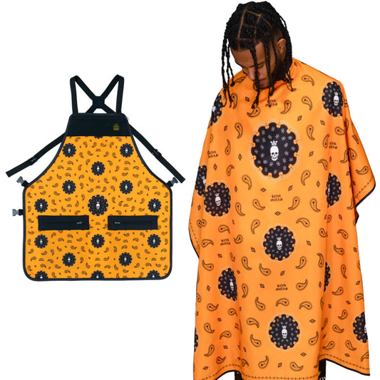 Barber Cape And Apron Set - Royal 2 Death - Orange