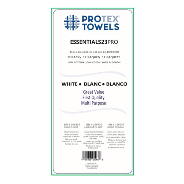 ProTex Essentials 23PRO White Towels, 12 Pack