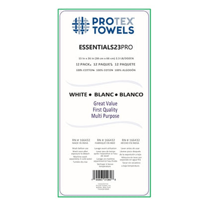 ProTex Essentials 23PRO White Towels, 12 Pack