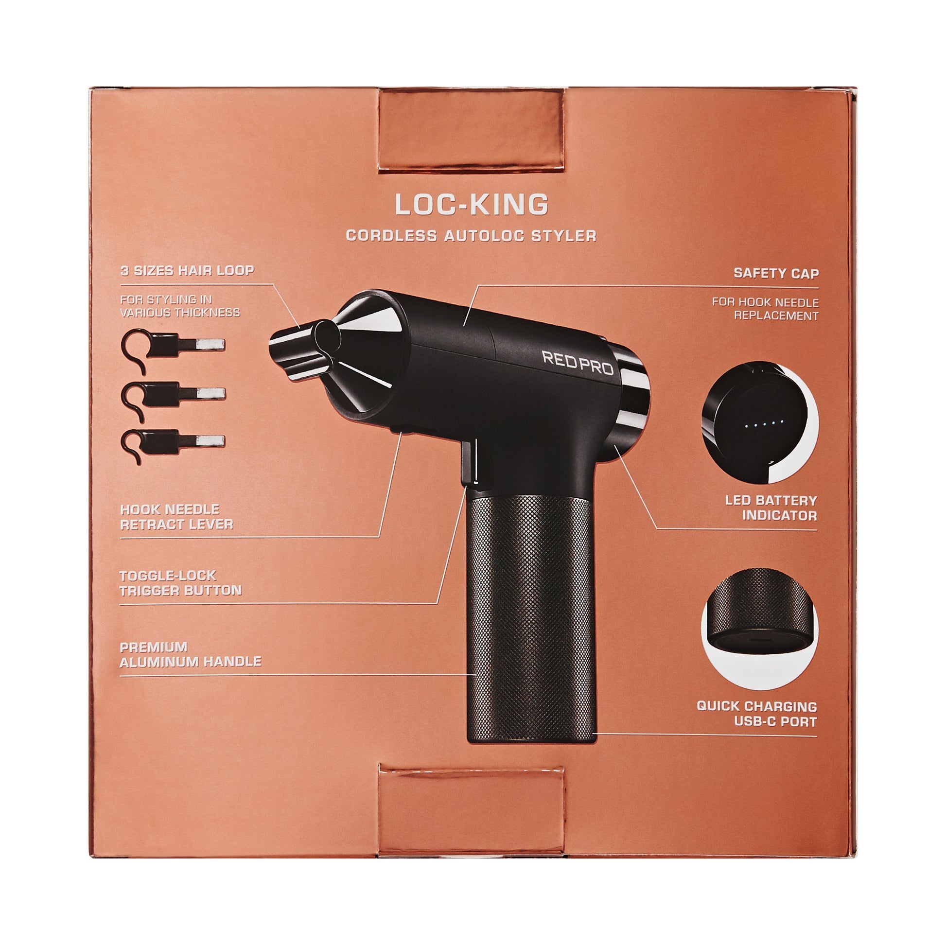 Red PRO LOC-KING Cordless Auto Loc Styler