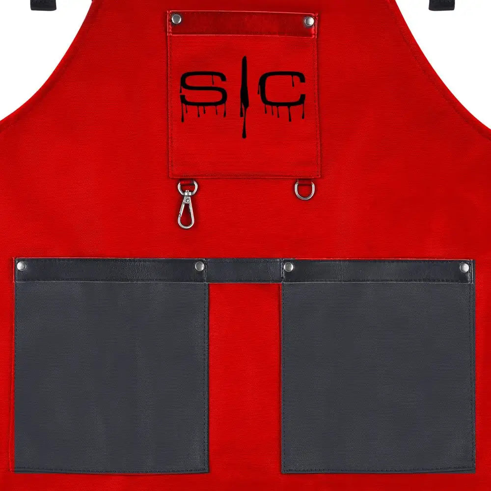 StyleCraft Professional Heavy Weight Waterproof Barber or Salon Hair Cutting Apron Red/Black SC315R