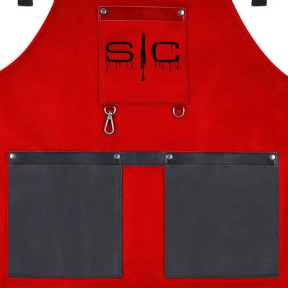 StyleCraft Professional Heavy Weight Waterproof Barber or Salon Hair Cutting Apron Red/Black SC315R