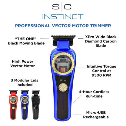 StyleCraft Instinct Professional Vector Motor Cordless Hair Trimmer with Intuitive Torque Control