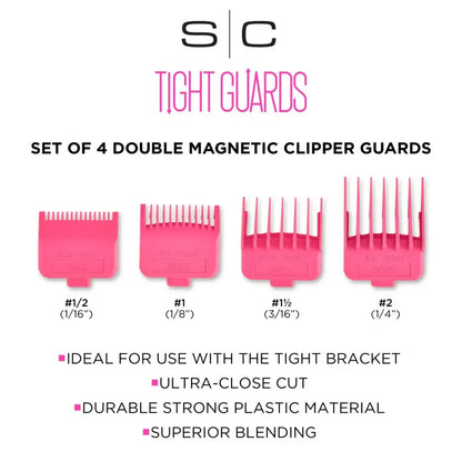 StyleCraft Tight Guards - Barber Hairstylist Dub Neodymium Plastic, 4 Assorted Sizes #SCT