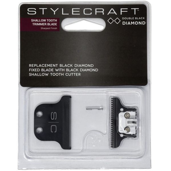 Stylecraft Replacement Black Diamond Fixed Blade with Black Diamond Cutter - Shallow Tooth Trimmer Blade #SCTBDLCS