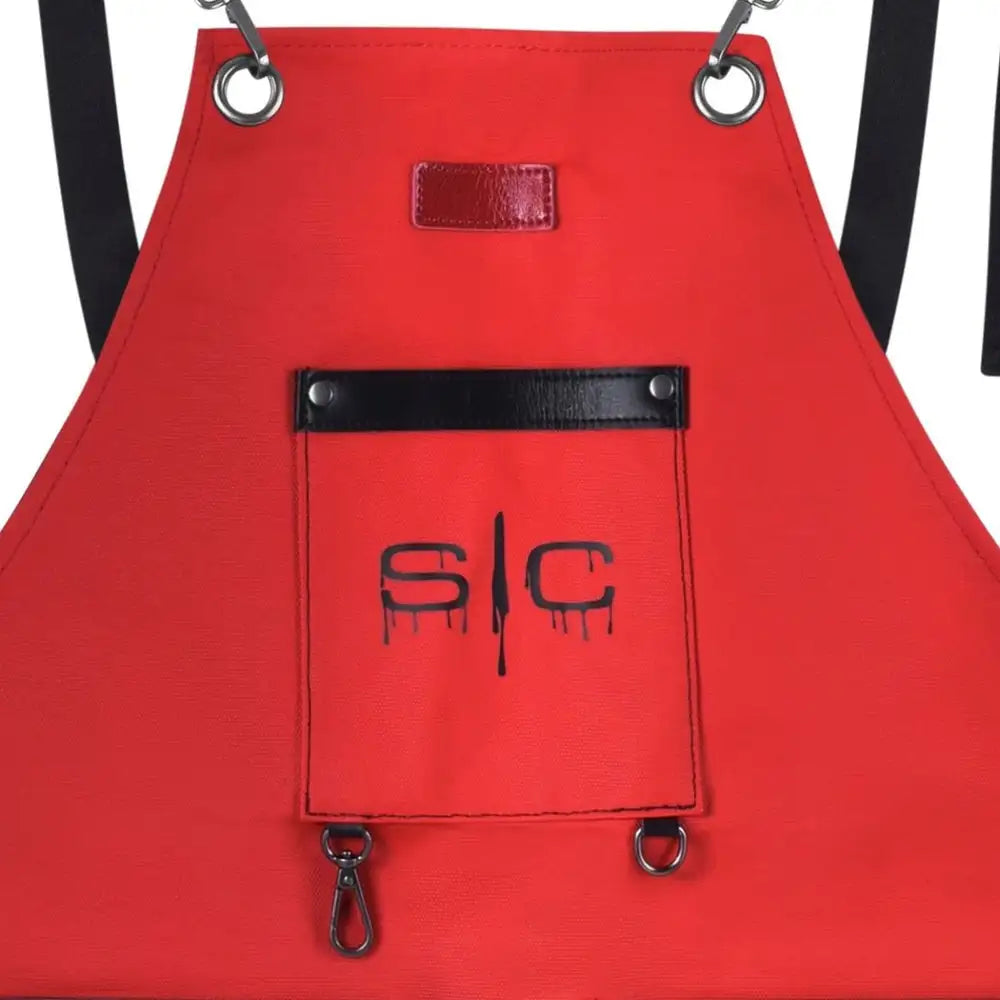 StyleCraft Professional Heavy Weight Waterproof Barber or Salon Hair Cutting Apron Red/Black SC315R