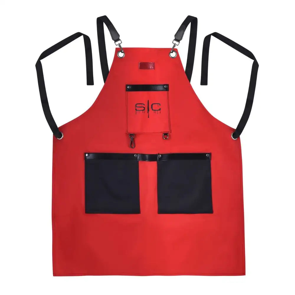 StyleCraft Professional Heavy Weight Waterproof Barber or Salon Hair Cutting Apron Red/Black SC315R