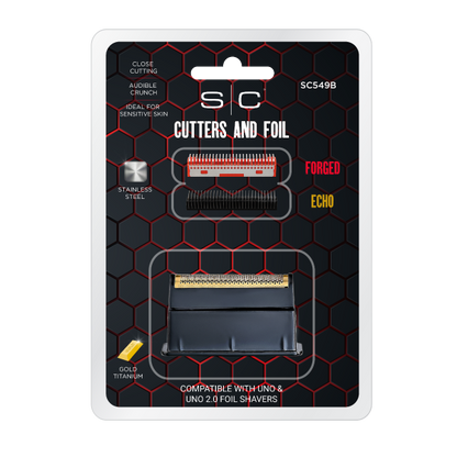Packaging of SC Cutters and Foil with product details on a white background