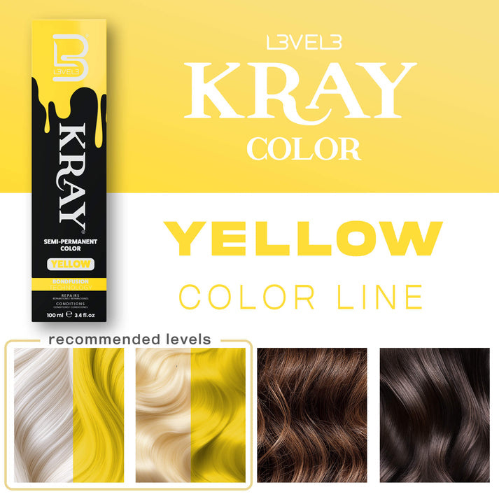 L3VEL3 KRAY Yellow Semi Permanent Hair Color