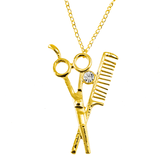 Gold Shear & Comb Necklace