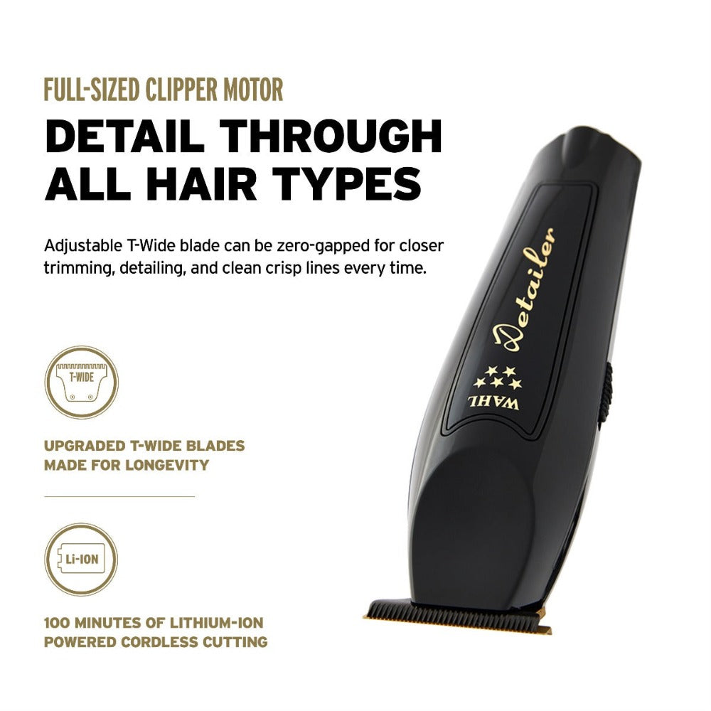 Wahl Cordless Barber Combo #3025397 Magic Clip and Detailer With Upgraded Motor and Titanium and DLC Stagger Tooth Blades - Includes FREE Bag!